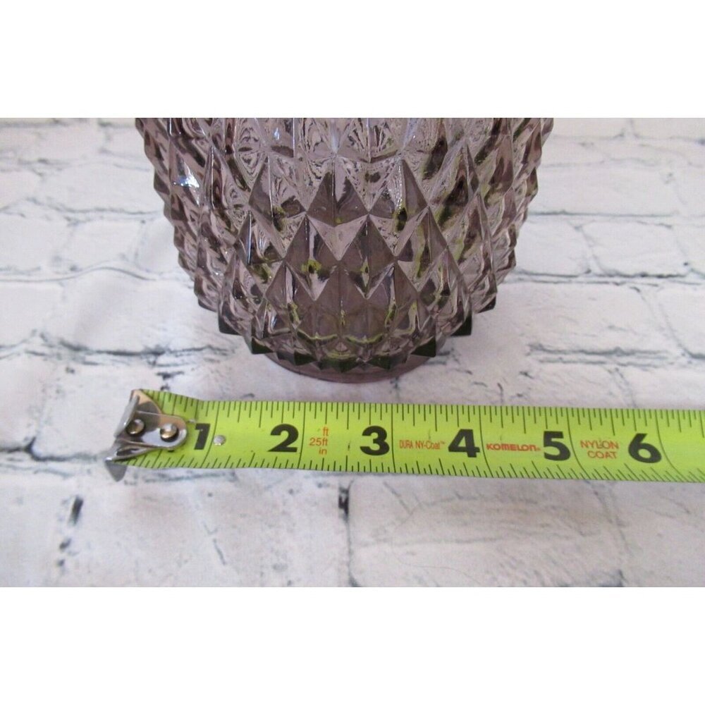 MCM Florentine Italian Art Glass Diamond Point Decanter Vase Water Carafe Purple - Picture 4 of 5